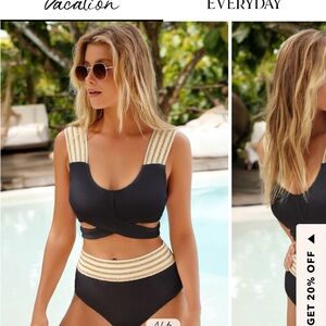 Sold out!! Cupshe Elegant Black and Cream Women's Swimwear